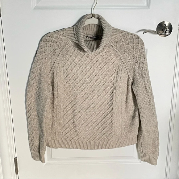 Vince Tan Yak Wool Blend Turtleneck Cable Knit Sweater - 29855 - Picture 3 of 15